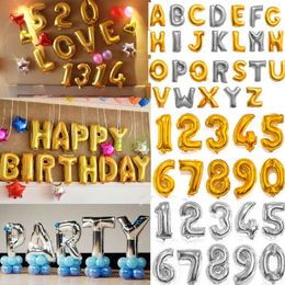 32 Inch Helium Air Balloon Number Letter Shaped Gold Silver Inflatable Ballons Birthday Wedding Decoration Event Party Supplies 2000 OOA2647