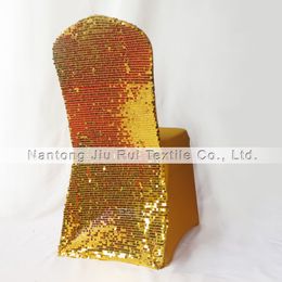 Gold Silver Sequin Back Lycra Banquet Chair Cover 20PCS For Wedding Party Hotel