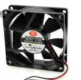 SUPERRED CHA8024BBS 24V 0.10A 8CM 80*80*25 2 wire chassis cooling fan