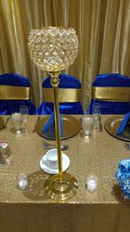 50cm height Gold crystal wedding decoration candle holders event candlesticks party candle stand Centrepiece candelabra
