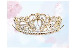 Real Image Women Silver Gold Crystal Headpieces Water Drop Crown Tiaras Hairwear Wedding Bridesmaid Party Bridal Jewelry Accessori270r