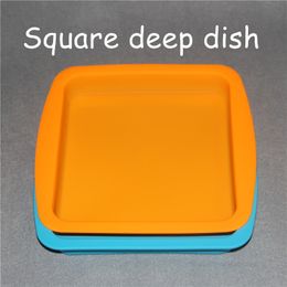 2pcs Square Boxes Silicone Deep Dish Pan Silicone Wax Container Concentrate Rigs Oil BHO silicone deep trays