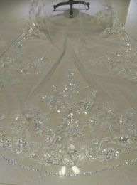 2019 One Layer Wedding Veils 3 Metres Long Cathedral Length Rhinestones Beaded Real Image Tulle Bridal Veil With Comb257v