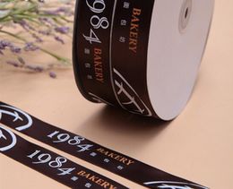 Customised 2 Colours or above logo diy satin ribbon flat font 3d iron party wedding Personalised gift wrap packing