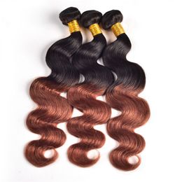 Wholesale - 12" -30''Ombre Brazilian Hair Ombre Body Wave T1B#33 100g/pcs 3pcs/lot Remy human Hair Weave