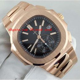 Newly Luxury Wristwatch New Automatic N@utilus 5980/1R Black Dial 18kt Rose Gold MINT Mens Watch Men's Watches