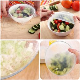 150 set Wholesale 4pcs/set Silicone Wraps Seal Cover Stretch Cling Film Food Fresh Keep Kitchen Tools ZA0546