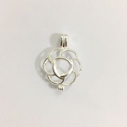 925 Silver Rose Locket Cage, Can Hold A Pearl Gem Bead Pendant Mounting, Sterling Silver Hollow Rose Flower Pendant Fitting