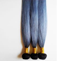Ombre человеческих волос ткать прямые волосы 7а бразильский малайзийский Индийский человеческих волос расширение уток Ombre 1B / серый необработанные лучшее качество