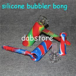 5pcs Colourful percolator Silicone Blunts Bong Bubbler Travel Mini Bongs Joint Smoking Bubblers Small Pipes Hand Pipe Travel Glass Bongs