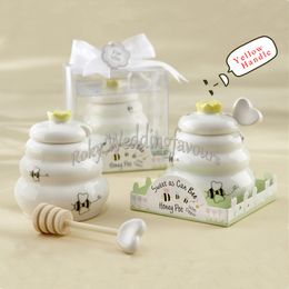 FREE SHIPPING 70Sets Pratical Favours "Meant to Bee" Ceramic Honey Pot Party Favours Sweet Honey Jar Birthday Gifts Bridal Shower