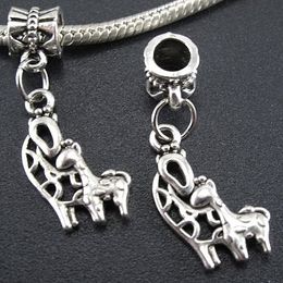 100PCS Tibetan Silver Deer Charms Pendant Dangle Beads Fit European Bracelet 30mm