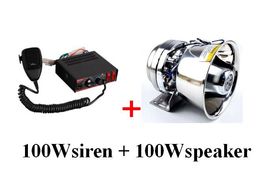 High quality 100W police siren car warning alarm amplifiers with microphone+1unit 100W stainless steel speaker