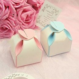 Free Shipping 100PCS Blue/Pink Heart Top Candy Boxes Baby Shower Birthday Party Favours Holder Anniversary Sweet Package