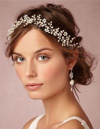 Vendas de la boda de la vendimia accesorios para el cabello con perlas Rhinestones joyería del pelo de las mujeres Tiaras de la boda nupcial diademas # HP105