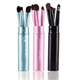 Pony Hair Pro Makeup Eye shadow Brushes Set Black Make up Brushes Set Cosmetics Soft Eyeshadow Brush Holder Set Makeup Tool+ Round Tube