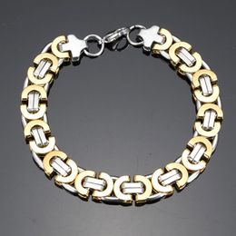 Men Personality Bracelets Titanium Steel Snake Chain Pulseras Wristbands Bangle Fashion Jewellery Punk Brace lace Gold/Silver 8mm 10mm
