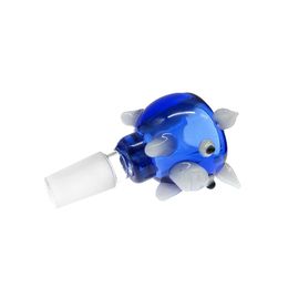 Blue Glass Bowl with Pig Nose Shape for Glass Water Pipe - Fun Animal Theme