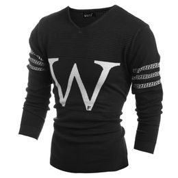 Sweaters WholesaleNew Arrival Mens Sweater Fashion Brand Pull Homme Letter"w" Design Vneck Long Sleeve Sweaters Men Casual Pullovers Mxx