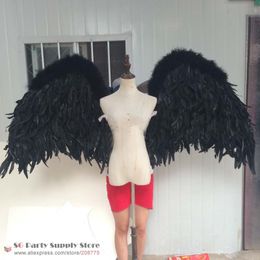 Adult's custom black devil feather wings cosplay Models' stage show Displays shooting props pure handmade EMS Free shipping