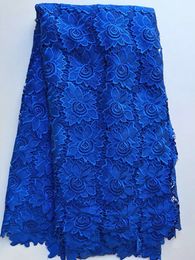 5 Yards/pc Smooth flower pattern water soluble guipure lace,Fashionable royal blue african cord lace fabric for clothing ZQW6-3