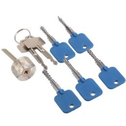 Locksmith Round Cross Visable Practise Padlock with 2 keys + Lock Pick Tool Set for Locksmith Skill Training