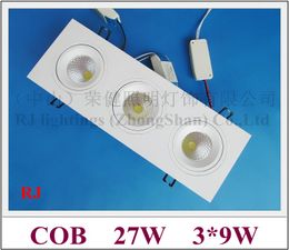 grille LED downlight down light ceiling lamp light indoor embeded install 27W (3*9W) COB AC85-265V aluminum CE