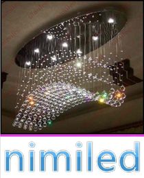 -nimi682 (3 tamaños) L80 / 100 / 120cm Oval Curtain Wave Chandeliers Crystal Lamp Bar Sala de estar Villas Luces colgantes Hotel Droplight Iluminación