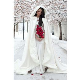 Plus Size Winter Bridal Cape Faux Fur Wedding Cloaks Hooded Perfect For Winter Wedding Bridal Cloaks Abaya