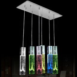 Modern LED Oblong Crystal Tube Dining Room Ceiling Pendant Lights Restaurant Bar Counter Pendant Light Balcony Hallway Chandelier Fixtures