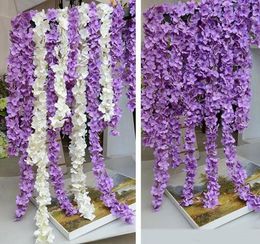 Artificial Hydrangea Wisteria Flower 12 colors DIY Simulation Wedding Arch Door Home Wall Hanging Garland For Wedding Garden Decoration