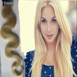 Blonde Tape In Hair Extensions Remy 40pcs 613 Blonde Brazilian Hair Body Wave Skin Weft Tape Hair Extensions 100g