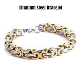 Men Personality Bracelets Titanium Steel Snake Chain Pulseras Wristbands Bangle Fashion Jewellery Punk Brace lace Polished Gold/Silver 22.5cm