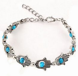 Turquois Auntique Silver Plated Bracelets Vintage Charm Bracelet Bangle Women Jewellery Mix Colours Christmas Gift DHL