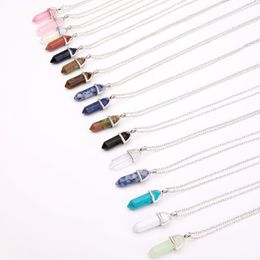 Natural Stone Quartz Crystal Pendant Necklaces With Chain Fashion Jewellery For Women Men Party Club Wear