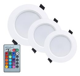 3W 5W 10W RGB LED Downlight AC85-265V Colour Changing Recessed Panel Light Bulb Lamp With Remote Control for Hallway Wall Lights