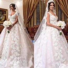 Arabic Dubai Lace Ball Gown Wedding Dresses With Detachable Skirt Long Train Appliqued Beads Bridal Gowns Custom Made EN101813