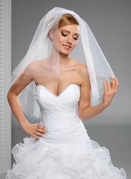New Hot Fashion High Quality Cut Edge Pearls 2T With Comb Lvory White Elbow Wedding Veil Bridal Veils