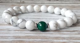 SN1074 Hot Sale Mens Yoga Bracelet Howlite Malachite Bracelet Natural Stone Mala Beads Jewellery Wholesale