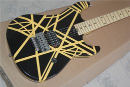 Special Custom Edward Van Halen 5150 Black White Stripe Yellow Electric Guitar Floyd Rose Tremolo Bridge ST Headstock