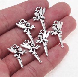 200Pcs Tibetan Silver Fairy Angel Charms Pendant For Jewellery Making 25x14mm