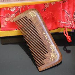 Top quality hand made natural ebony hair comb wooden hair comb wooden hair comb 13-7