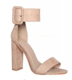 Fashion Blue Black Nude Woman Shoes Solid Buckle Strap High Heels Sandals 2017 Summer Genuine Leather Sexy Women Shoes