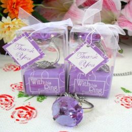 Home Party Favours Gifts Crystal Diamond Ring Shape Keychain Key Baby Bride Shower Christening Wedding Favour Bomboniere
