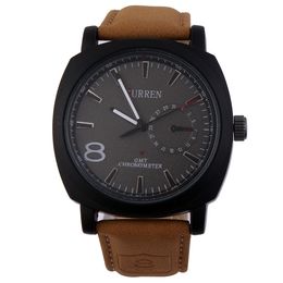 -Heiße neue Verkauf Militärarmee Quarz-Armbanduhr CURREN Lederband Sport wasserdichte Uhr mit 4 Farben zur Auswahl