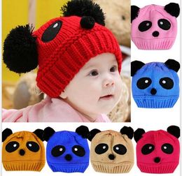 Lovely Animal Panda Baby Hats knitted yarn Caps Kids Boy Girl Crochet Beanie Hats Winter Cap For Children To Keep Warm