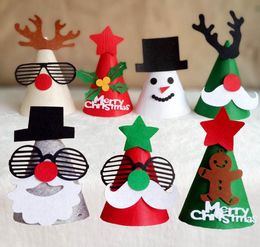 Party hats DIY Christmas cap party decoration handmade Favour Christmas tree reindeer Santa Claus Hat Cap makeup ball festive gift supplies