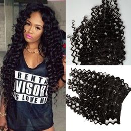 Peruvian virgin 120g deep curly 4b 4c clip in natural color human hair clip in hair extensions 7Pcs/set 8-24inch in stock