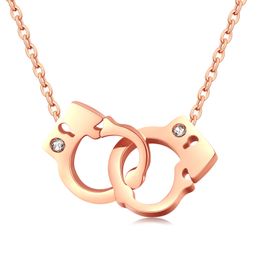-Gargantilla Crystal Lariat Handcuffs en acero inoxidable - Plata, Oro rosa