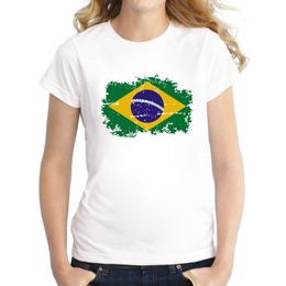 2016 Brésil Rio Fans Jeux Fans Cheer Femmes T-shirt Brésil Drapeau National T-shirts Pour Femmes À Manches Courtes Gym Vêtements